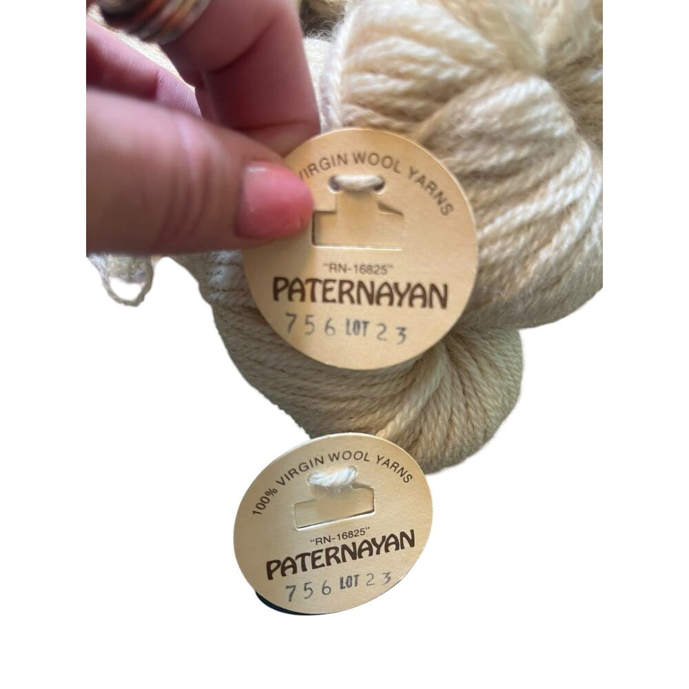 2 hanks Paternayan 100% Virgin Wool Yarn RN-16825 | Ivory # 756 New - Picture 3 of 8
